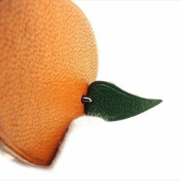 Authentic Hermes key ring Key holder Orange Silver Leather Woman - Picture 7 of 8